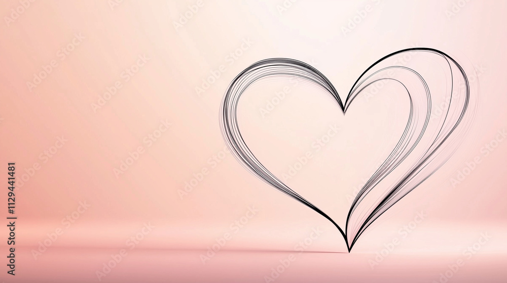 Minimalistic heart outline on soft pink background Minimalistic heart outline on soft pink background