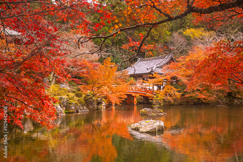 Canvas Print Autumn at daigoji temple with colorful of maple trees in autumn season at Kyoto
