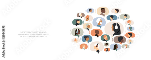 Different people in chat bubbles. Communication concept.