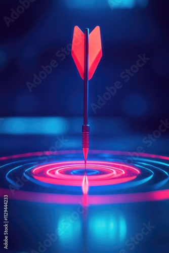 Dart hitting target in dark room