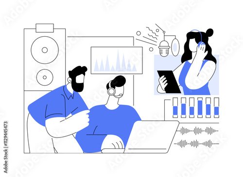 Sound control room isolated cartoon vector illustrations.