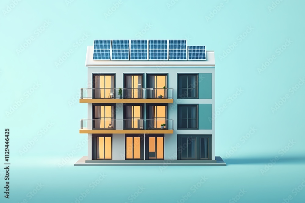 3d icon of a solar panel attached to building 3d icon of a solar panel attached to building