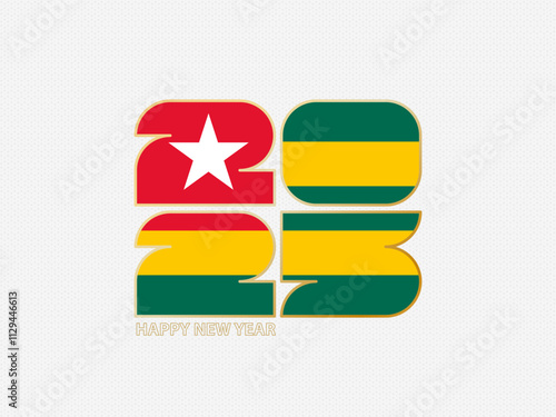 Abstract numbers 2025 with flag of Togo.