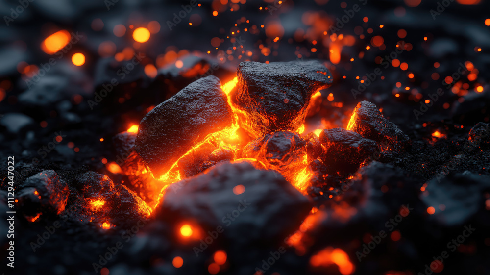 Glowing Embers and Flames in a Fire Pit. Generative AI image Glowing Embers and Flames in a Fire Pit. Generative AI image