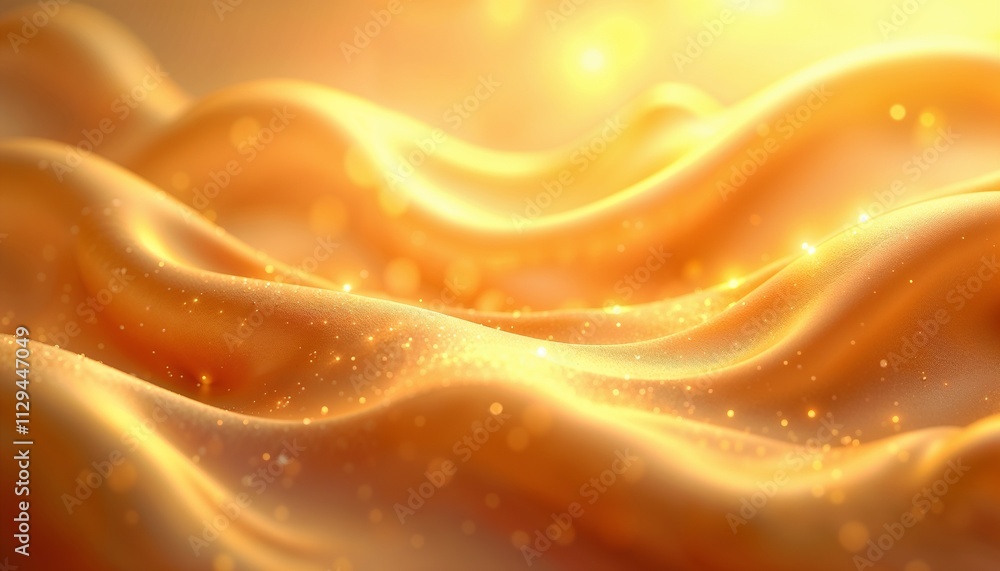 Golden silky waves with sparkling light effects Golden silky waves with sparkling light effects