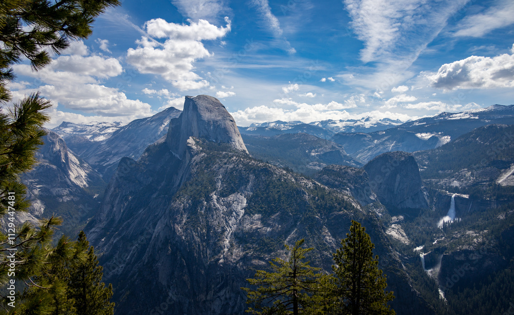 Half dome, Vernal fall and Nevada fall, seen from glacier point