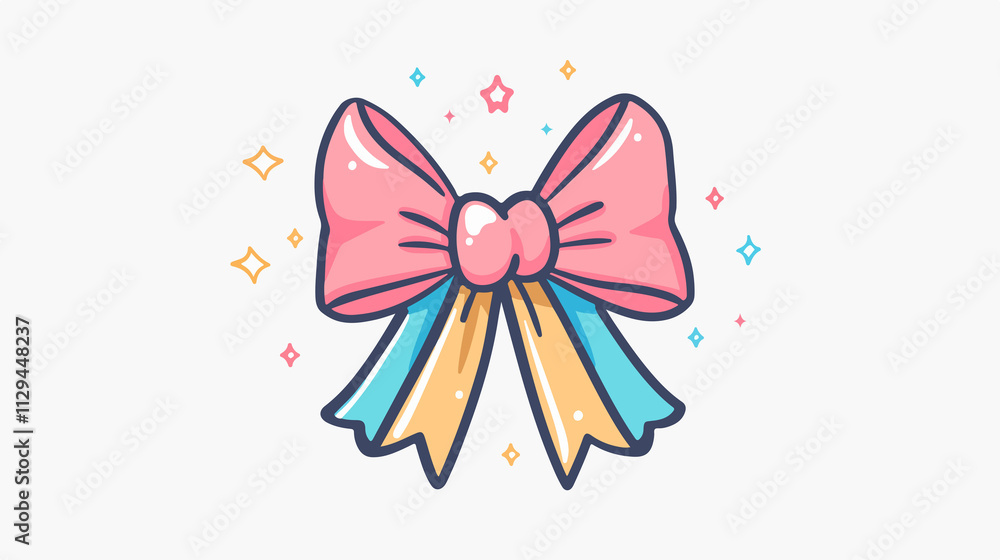 Elegant Ribbon Bow Outline Icon Vector Illustration Elegant Ribbon Bow Outline Icon Vector Illustration