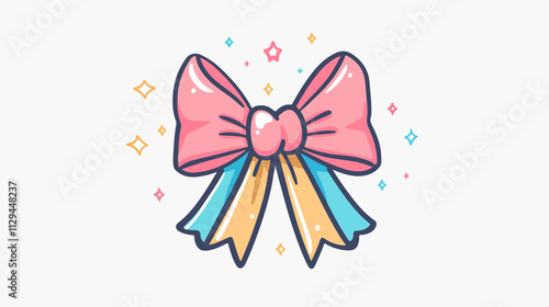 Elegant Ribbon Bow Outline Icon Vector Illustration