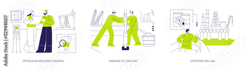 Oil exploration abstract concept vector illustrations.