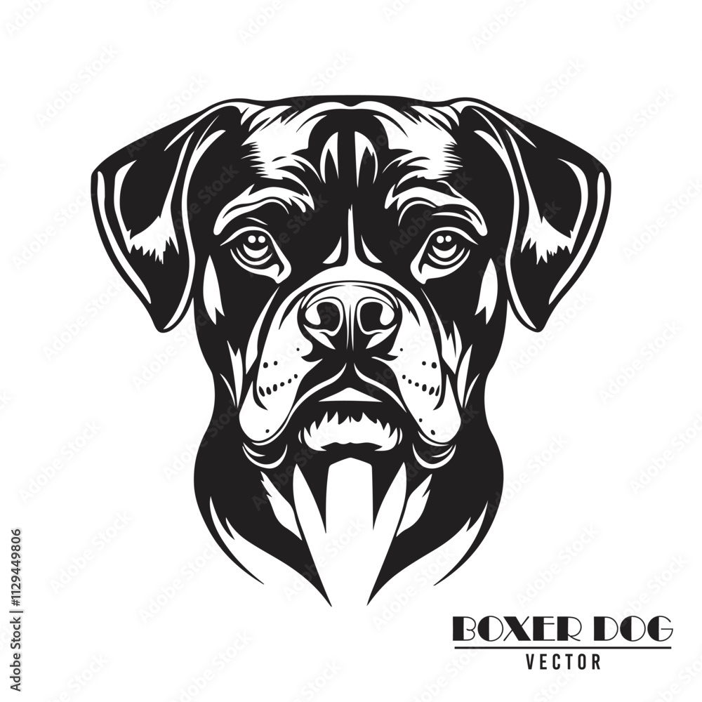 Boxer Dog Vector illustration, Boxer Dog Vector on White Background Boxer Dog Vector illustration, Boxer Dog Vector on White Background