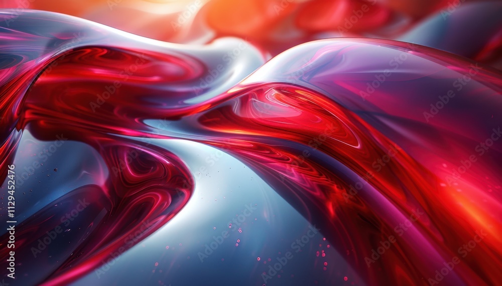 Obraz premium A red and blue abstract painting with a shiny metallic texture