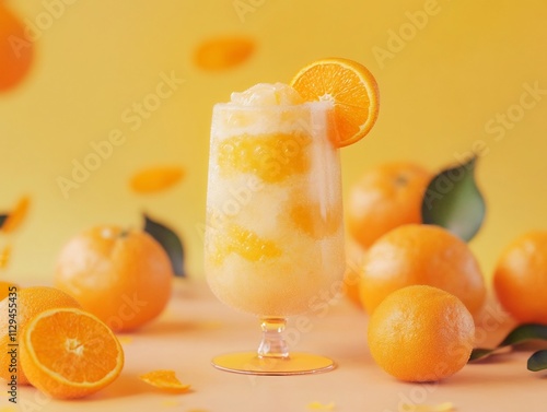 Freshly Squeezed Orange Juice in a Glass with Whole Oranges for a Bright and Healthy Drink Option