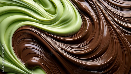 chocolate wave background with pistachio cream
