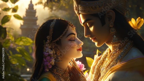  Lord Shri Krishna with Radha Ji 8K Realistic Lighting, Highly Detailed High Resolution photo