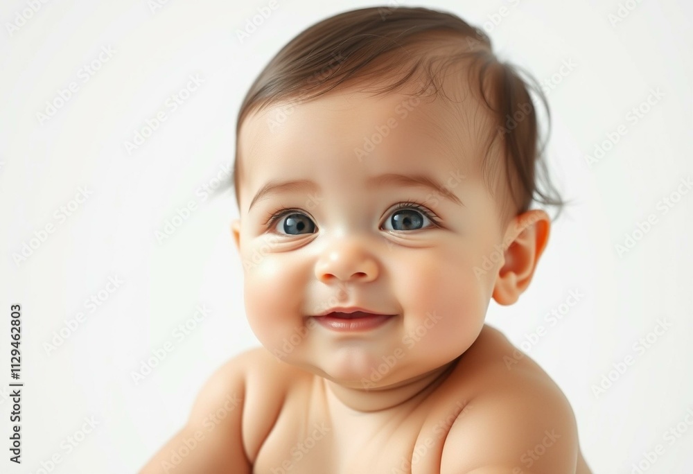 Photorealistic portrait of a cute baby with a soft expression Photorealistic portrait of a cute baby with a soft expression