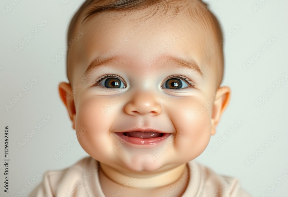 Photorealistic portrait of a cute baby with a neutral background Photorealistic portrait of a cute baby with a neutral background