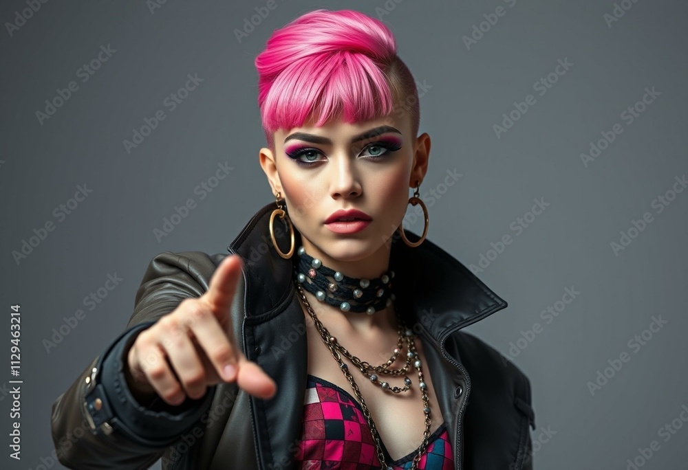 Fototapeta premium Vibrant, avant-garde portrait of a non-binary individual