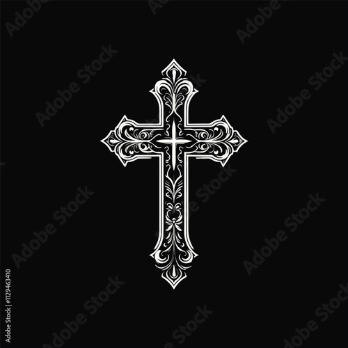 Christian cross icon collection. Vector illustration