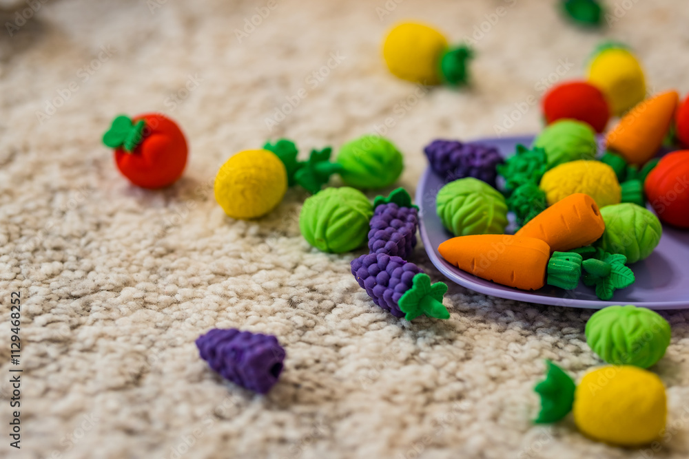 Small toy fruits for children's games. Small toy fruits for children's games.