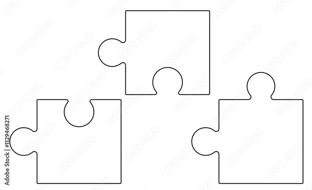 Puzzle Pieces Vector. White Background Puzzle Linework Illustration. Puzzle Pieces Vector. White Background Puzzle Linework Illustration.