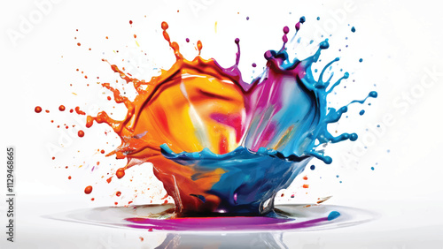 Colorful paint splash isolated on white background. Abstract colorful splash. Colorful paint explosion, illustration.	