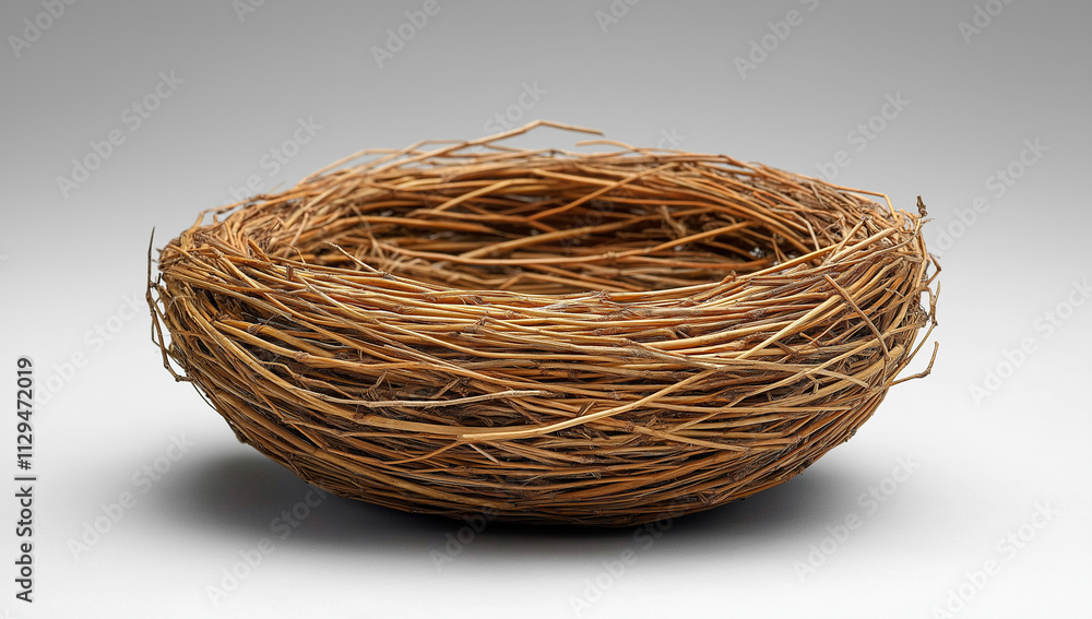 Birds nest made from straw isolated on a white background Birds nest made from straw isolated on a white background