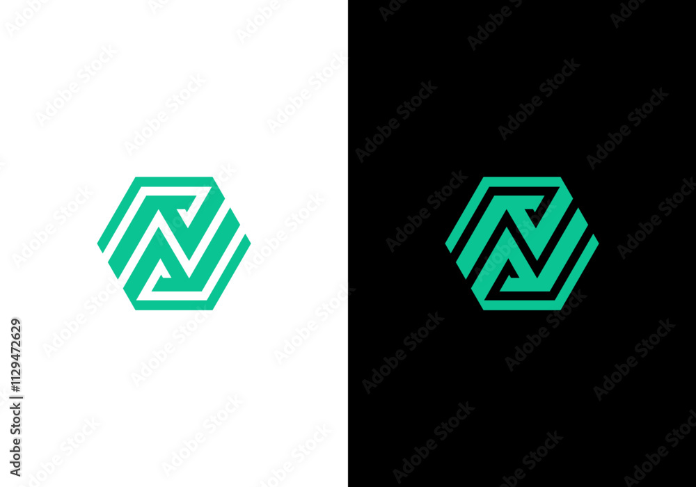 N logo hexagon logo modern simple design N logo hexagon logo modern simple design