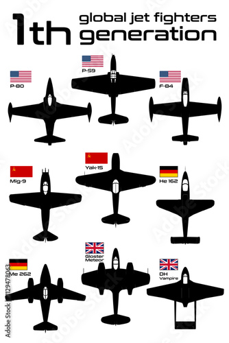 1th generation global jet fighters vector illustration