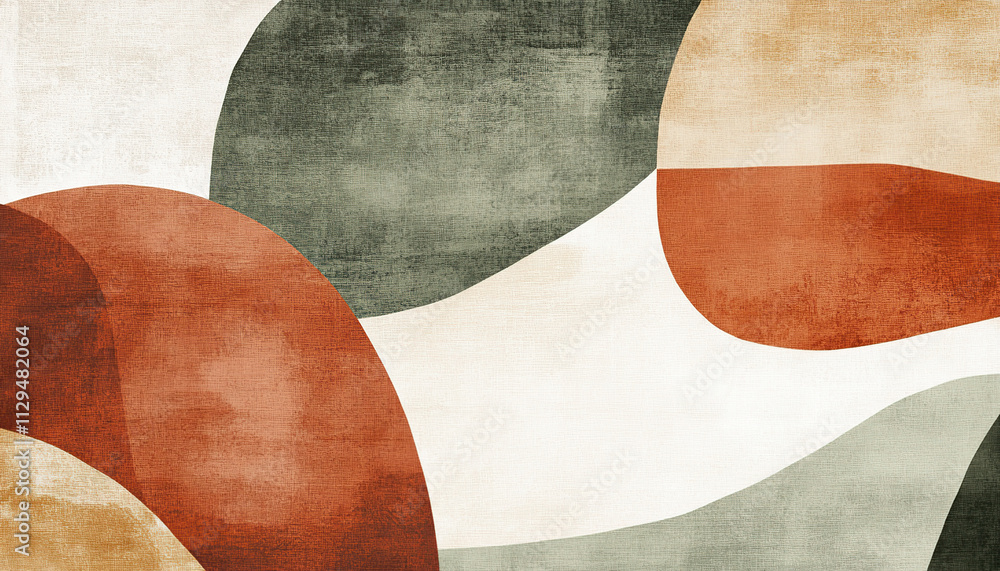 Abstract shapes in earthy tones of terracotta and green Abstract shapes in earthy tones of terracotta and green