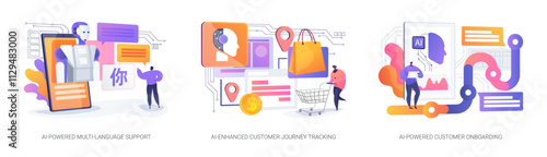 Artificial Intelligence in Customer service abstract concept vector illustrations.