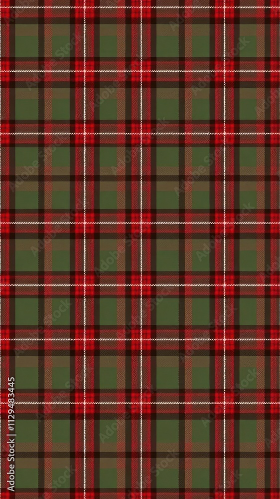Obraz premium Classic red, green, and white plaid pattern representing Scottish heritage and tradition, pattern, Royal Stewart