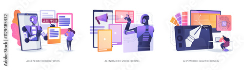 AI-Enhanced software abstract concept vector illustrations.