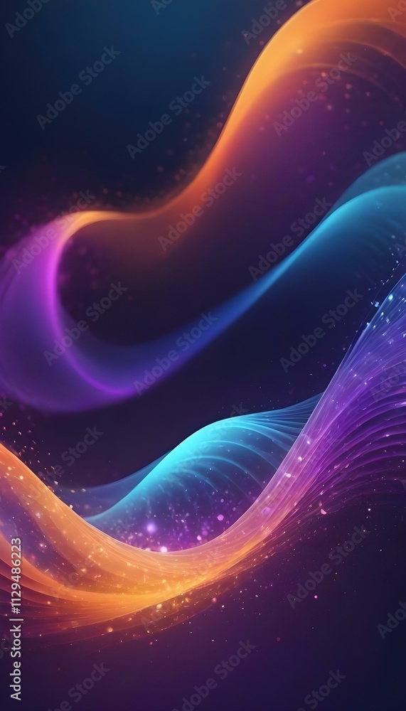 Obraz premium Abstract Cosmic Waves Futuristic Fusion of Purple and Orange Light Energy and Fluid Motion in the Dark