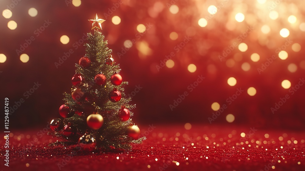 Small Christmas Tree Decorated with Red and Gold Ornaments
Small Christmas Tree Decorated with Red and Gold Ornaments