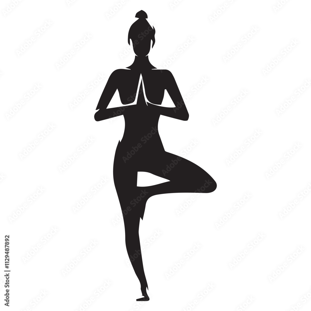 Yoga pose silhouette on white background Yoga pose silhouette on white background
