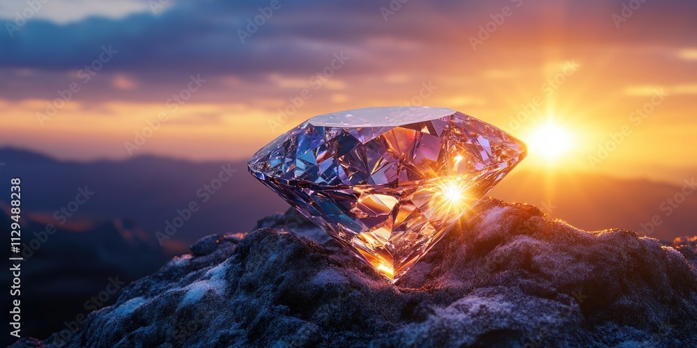 Obraz premium Diamond on Mountain Sunset