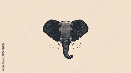 Elegant Elephant Icon or Logo in Black: Vector Illustration photo