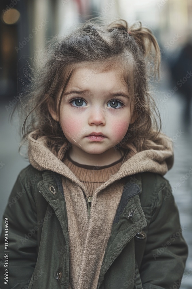 Girl with blue eyes on sidewalk Girl with blue eyes on sidewalk