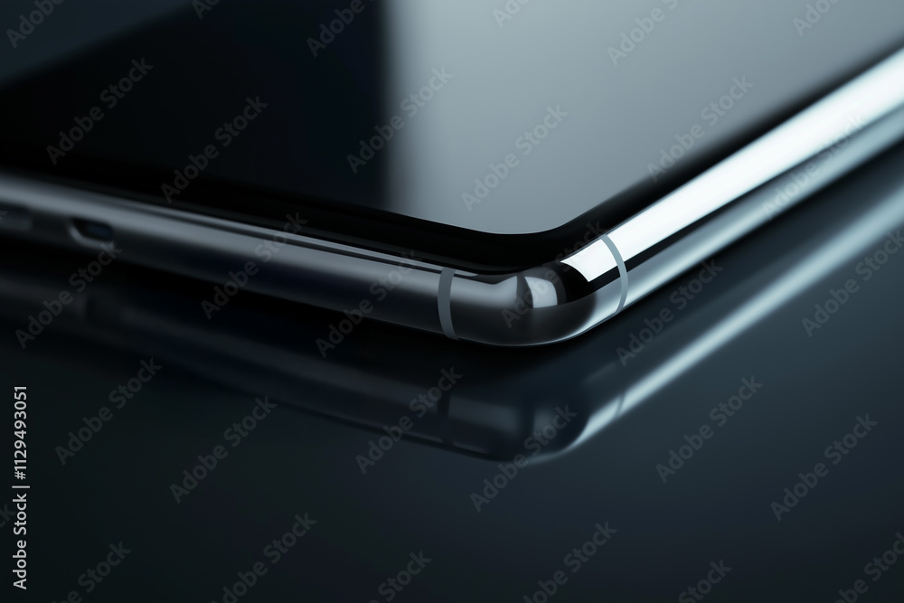 Detailed image of sleek modern smartphone with sharp focus on edges Detailed image of sleek modern smartphone with sharp focus on edges