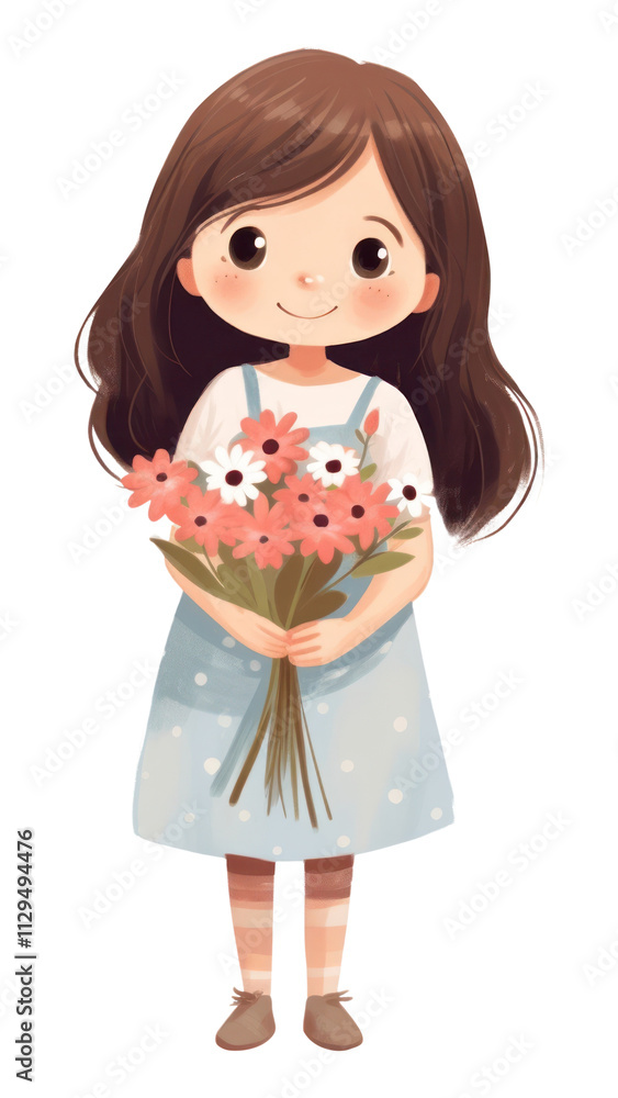 PNG Girl holding bouquet cartoon portrait flower. PNG Girl holding bouquet cartoon portrait flower.