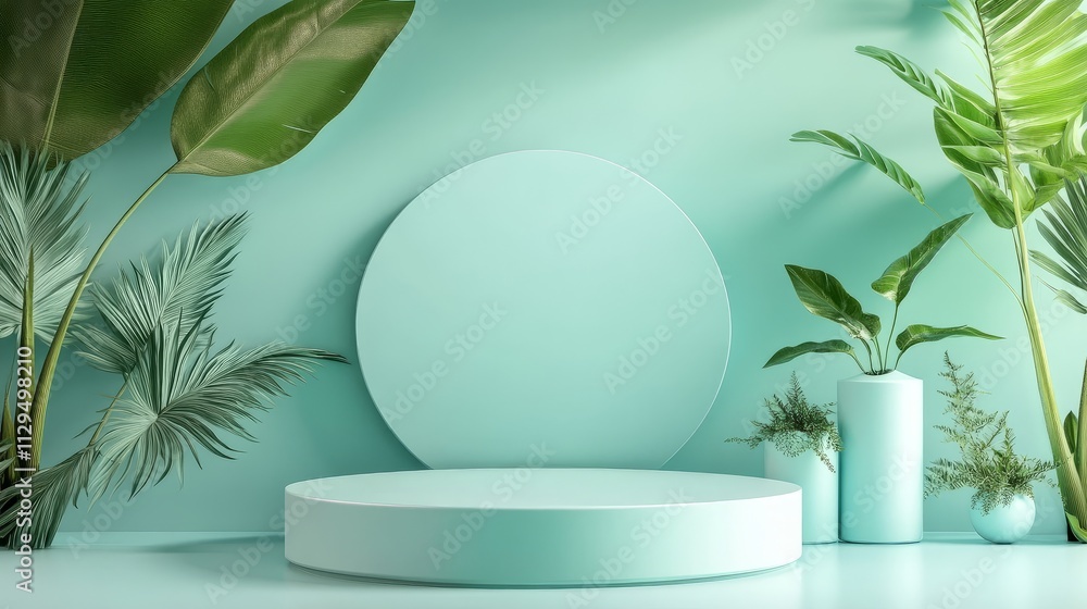 Blank product mockup display 3d podium backdrop for cosmetic or beauty products mint background. Blank product mockup display 3d podium backdrop for cosmetic or beauty products mint background.