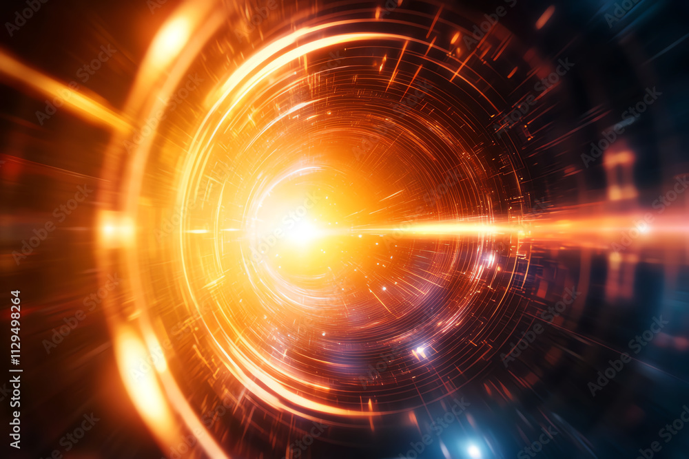 Obraz premium Dynamic abstract light effect showcasing energy and motion in a futuristic setting.