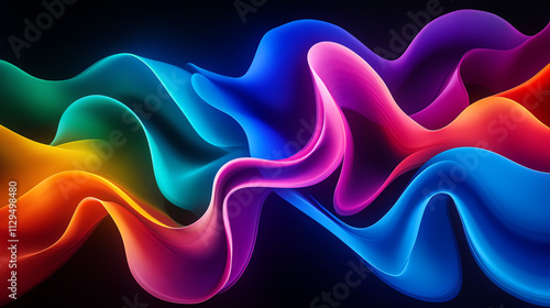 Wallpaper Mural Vibrant abstract waves of color flowing smoothly in a dark background. Torontodigital.ca