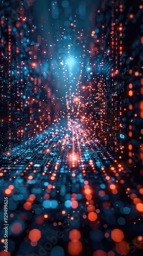 Wallpaper Mural Abstract digital data stream, glowing particles, technology background. Torontodigital.ca