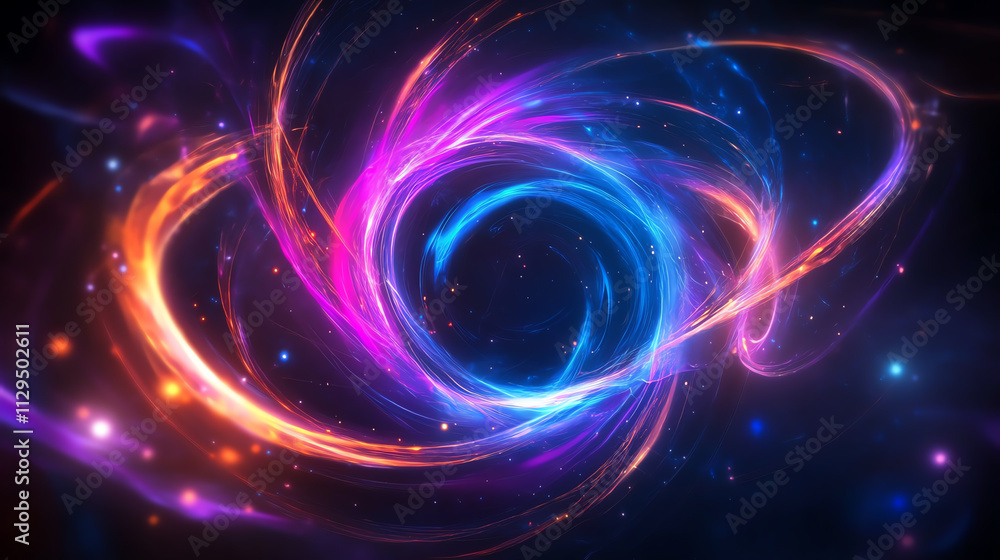 Abstract swirling lights in vibrant colors creating a cosmic atmosphere. Abstract swirling lights in vibrant colors creating a cosmic atmosphere.