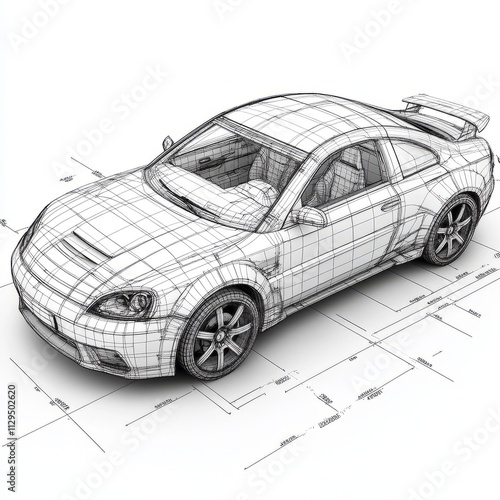 black and white drawing concept of a car