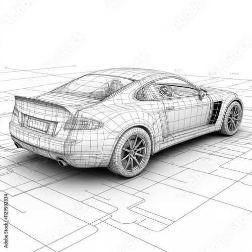 black and white drawing concept of a car