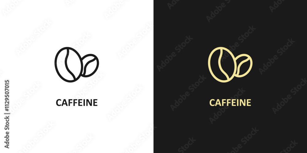 Caffeine simple icon. Coffee bean icon isolated on white background. Line bean icon. Morning coffee vector. Black line grain icon design. Caffeine simple icon. Coffee bean icon isolated on white background. Line bean icon. Morning coffee vector. Black line grain icon design.