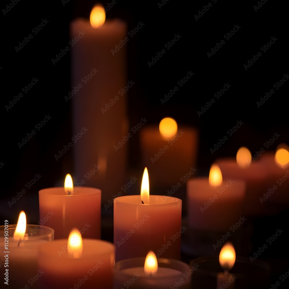 Warm candle lights, ethereal spiritual vibe Warm candle lights, ethereal spiritual vibe