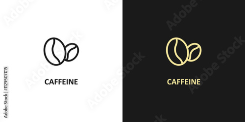 Caffeine simple icon. Coffee bean icon isolated on white background. Line bean icon. Morning coffee vector. Black line grain icon design.